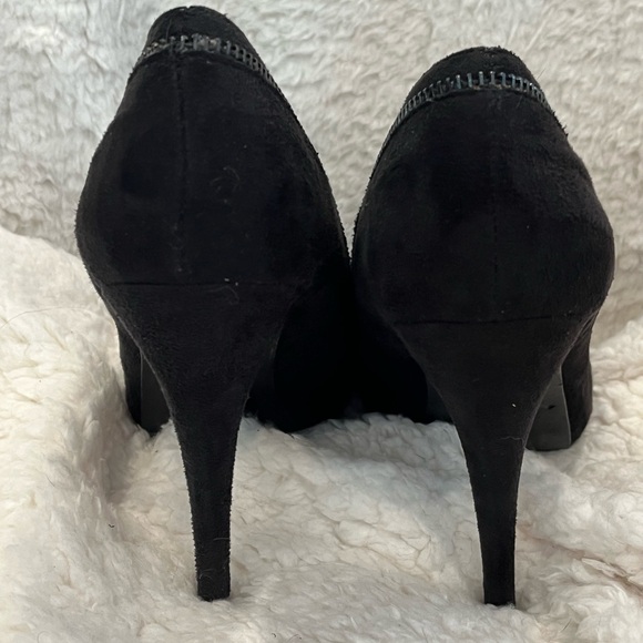 Womens Pumps Black Suede Hidden Platform Zipper Detail Size - Picture 3 of 5